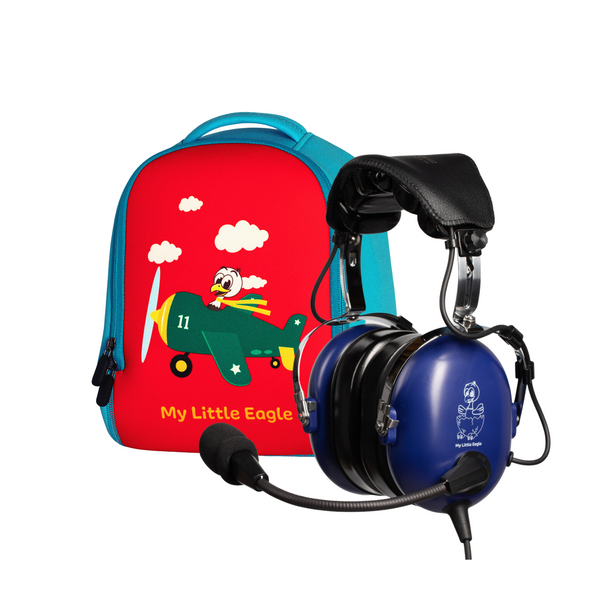 My Little Eagle Blue Aviation Headset and Bag