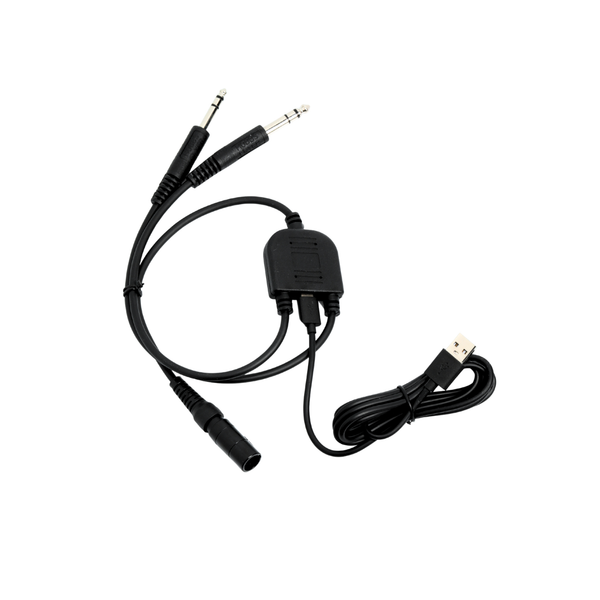 USB Powered 6 Pin LEMO to GA Twin PJ Plug Adapter