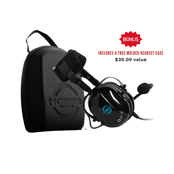 Hobbs Flyer H1 Passive Noise Canceling Aviation Headset with Music Input